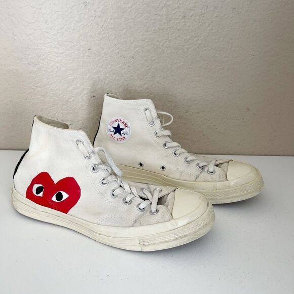 Come Des Garçons PLAY Converse Chuck Taylor Hidden Heart High Top Sneaker W11 M9 - Picture 4 of 15